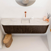 Mondiaz JOYA-DLUX 123.2cm toiletmeubel - ronding links en rechts kleur Walnut - Wastafel FAYE positie Midden Zonder kraangat kleur Ostra. SW1422678