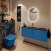 MONDIAZ TURE-DLUX Meuble toilette - 120cm - Jeans - EDEN - vasque Lava - position centrale - sans trou de robinet SW1103841
