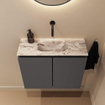 MONDIAZ TURE-DLUX Meuble toilette - 60cm - Dark Grey - EDEN - vasque Glace - position centrale - sans trou de robinet SW1103221