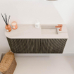 Mondiaz JOYA-DLUX Meuble de salle de bains 81,6cm - arrondi gauche couleur Shadow - Vasque FAYE position Droite 1 trou de robinet couleur Meli SW1424906