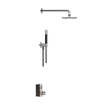 Hotbath Cobber IBS22 Ensemble de douche de tête encastré - bras de douche mural 35 cm - douche de tête ronde 20 cm - douchette à main barre - chromé SW230007