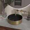 Wiesbaden Mondri Vasque ronde 36 x 36 x 12 cm mat noir/or brossé SW1138746