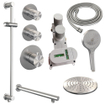BRAUER Brushed Edition Regendoucheset inbouw - hoofddouche 20cm - 3 gladde knoppen - inclusief inbouwdeel - rechte wandarm - glijstang - handdouche rond 3 standen - PVD - geborsteld RVS SW374425