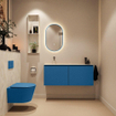 MONDIAZ TURE-DLUX Meuble toilette - 120cm - Jeans - EDEN - vasque Ostra - position gauche - sans trou de robinet SW1104925