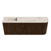Mondiaz JOYA-DLUX 111.6cm toiletmeubel - ronding rechts kleur Walnut - Wastafel FAYE positie Links Zonder kraangat kleur Nata. SW1424538