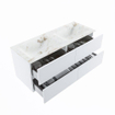 MONDIAZ VICA-DLUX Ensemble meuble de salle de bains - 120cm - meuble bas Talc - 4 tiroirs - lavabo encastré Cloud double - 2 trous de robinet - version haute 60cm - Frappe SW1088601