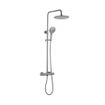 Fortifura Calvi Colonne de douche thermostatique - pomme de douche 25cm - flexible en métal - douchette ronde - gunmetal PVD SW1204407