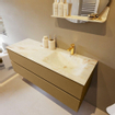 Mondiaz VICA-DLUX Ensemble de meuble de salle de bain - 130cm - meuble sous-vasque oro - 2 tiroirs - lavabo encastré cloud droite - 1 trou de robinet - version haute de 60cm - frape SW1089259