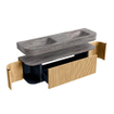 MONDIAZ THOR-DLUX 160cm meuble de salle de bains arrondi gauche + droite couleur Oak avec 1 tiroir et 2 portes. Vasque suspendue CLOUD Double 2 trous de robinet couleur Oza. SW1465282