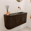 Mondiaz JOYA-DLUX 81.6cm toiletmeubel - ronding links kleur Walnut - Wastafel FAYE positie Rechts Zonder kraangat kleur Lava. SW1422505