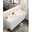 Mondiaz VICA ensemble de meuble de salle de bain - 120cm - meuble sous-vasque argile - 4 tiroirs - lavabo lune double - 2 trous de robinet - miroir LED - version XL 60cm de haut SW1097916