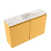 MONDIAZ TURE-DLUX Meuble toilette - 80cm - Ocher - EDEN - vasque Frappe - position centrale - 1 trou de robinet SW1102869