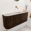Mondiaz JOYA-DLUX 103.2cm meuble de toilette - arrondi gauche et droite couleur Walnut - Vasque FAYE position Milieu Sans trou de robinet couleur Opalo. SW1422544