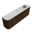 Mondiaz JOYA-DLUX Meuble de salle de bains 111.6cm - arrondi gauche couleur Walnut - Vasque FAYE position Droite 1 trou de robinet couleur Opalo. SW1422551