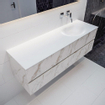 Mondiaz VICA ensemble de meuble de salle de bain - 150cm - meuble sous-vasque carrara - 4 tiroirs - lavabo moon droite - sans trous de robinet - miroir LED - version XL 60cm de haut SW1097666