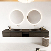 MONDIAZ BUKLA Meuble de salle de bains 240 cm avec module ouvert 40 au milieu couleur Dark Brown avec 4 tiroirs. Lavabo CLOUD double 0 trous de robinet couleur Urban. SW1382242