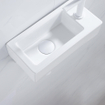 FugaFlow Efficiente Pietra Ensemble de fontaine - 37,5x18,5x9cm - céramique - trou de robinet à droite - robinet de fontaine blanc mat - bouchon de vidange - siphon abaissé - Blanc brillant SW1442189