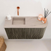 Mondiaz JOYA-DLUX 71.6cm toiletmeubel - ronding rechts kleur Shadow - Wastafel FAYE positie Links Zonder kraangat kleur Saba. SW1425134