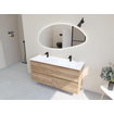 HR Infinity XXL 3d meuble de salle de bain 140 cm 2 vasques en céramique blanc mat 2 trous de robinetterie 4 tiroirs chêne français SW863531