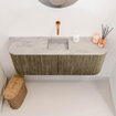 Mondiaz JOYA-DLUX Meuble de salle de bains - 103,2 cm - arrondi gauche et droit couleur Dusk - Vasque FAYE position Milieu Sans trou de robinet couleur Glace SW1423187
