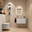 MONDIAZ TURE-DLUX Meuble toilette - 80cm - Linen - EDEN - vasque Glace - position gauche - 1 trou de robinet SW1103363