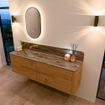 Mondiaz CIRO-DLUX Ensemble de meubles de salle de bains - 170x45x50cm - Plan vasque Solid surface Sombra - 1 vasque à gauche - sans trous de robinetterie - 4 tiroirs - Chêne SW1531290