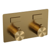 BRAUER Gold Edition Thermostatische Regendouche inbouw - drukknoppen - SET 57 - 20cm hoofddouche - gebogen muurarm - 3 standen handdouche - doucheslang - wandaansluitbocht - goud geborsteld PVD SW925662