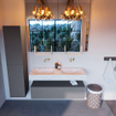 Mondiaz ALAN-DLUX Ensemble de meuble - 120cm - meuble Plata mat - 1 tiroir - Lavabo Cloud Opalo suspendu - vasque Gauche et droite - 0 trous de robinet SW807023