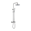 Fortifura Calvi Ensemble de douche pluie - thermostatique - douche principale de 25 cm - flexible en métal - douchette à main - Gunmetal PVD brossé SW1204408