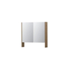 INK SPK3 Armoire de toilette - 80x14x74cm - 2 portes - miroir double face - étagère ouverte - interrupteur et prise - placage MDF gris cendré SW439741