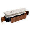 MONDIAZ THOR-DLUX 200cm meuble de salle de bains arrondi gauche + droite couleur Ruby avec 2 tiroirs et 2 portes. Vasque suspendue CLOUD Gauche 1 trou de robinet couleur Frappe. SW1466898
