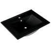Saniclass Chaci Badkamermeubelset - 60x45x55cm - keramische wastafel mat zwart - 1 wasbak - 1 kraangat - 2 lades - noten SW791725