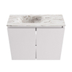 MONDIAZ TURE-DLUX Meuble de toilettes 60 cm Cale. EDEN vasque Glace position gauche. Sans trou de robinet. SW1103165