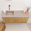 Mondiaz JOYA-DLUX 80cm toiletmeubel - kleur Oak - Wastafel FAYE positie Links Zonder kraangat kleur Saba. SW1424187