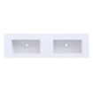 Arcqua Mira Lavabo encastré - 161x46x1.5cm - double vasque - sans trou de robinet - marbre de synthèse - blanc mat SW1581373