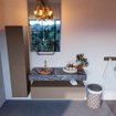 Mondiaz ALAN-DLUX Ensemble de meuble - 120cm - meuble Smoke mat - 1 tiroir - Lavabo Cloud Lava suspendu - vasque Gauche - 1 trou de robinet SW808153