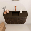 Mondiaz JOYA 73.2cm toiletmeubel - ronding links en rechts kleur Walnut - Wastafel FAYE positie Midden Zonder kraangat kleur Urban. SW1421439