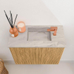 Mondiaz JOYA-DLUX 50cm toiletmeubel - kleur Oak - Wastafel FAYE positie Rechts 1 kraangat kleur Glace. SW1421933