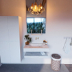Mondiaz ALAN-DLUX Ensemble de meuble - 80cm - meuble Opalo mat - 0 tiroirs - Lavabo Cloud Opalo suspendu - vasque Centre - 0 trous de robinet SW809231