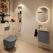 MONDIAZ TURE-DLUX Meuble toilette - 40cm - Dark Grey - EDEN - vasque Frappe - position droite - 1 trou de robinet SW1102724