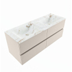 VICA-DLUX 130cm badmeubel onderkast Linen 4 lades. Inbouw wastafel CLOUD dubbel zonder kraangat, kleur Frappe. SW902501