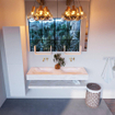 Mondiaz ALAN-DLUX Ensemble de meuble - 130cm - meuble Ostra mat - 0 tiroirs - Lavabo Cloud Ostra suspendu - vasque Gauche et droite - 0 trous de robinet SW809319