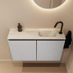 MONDIAZ TURE-DLUX Meuble toilette - 80cm - Plata - EDEN - vasque Ostra - position droite - 1 trou de robinet SW1104998