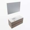 Mondiaz VICA ensemble de meuble de salle de bain - 100cm - meuble sous-vasque fumée - 2 tiroirs - lavabo lune gauche - 1 trou de robinet - couleur talc - miroir LED - version XL 60cm haut SW1091554