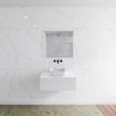 Mondiaz Lagom Meuble salle de bains 80x30.9x45cm Solid Surface Talc 1 tiroir avec lavabo BINX vasque à poser Centre sans trous de robinet SW409060