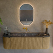 Mondiaz KURVE-DLUX Ensemble de meuble salle de bain - 150x46x40cm - 1 tiroir - 2 portes - lavabo en solid surface - milieu - sans trou de robinet - Dusk SW1415261