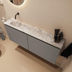 MONDIAZ TURE-DLUX meuble WC 120 cm Smoke. Lavabo EDEN Glace position gauche. Sans trou de robinet. SW1103578