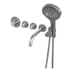 BRAUER Brushed Edition Badkraan Inbouw - douchegarnituur - 20cm uitloop - inclusief inbouwdeel - 3 gladde knoppen - handdouche rond 3 standen - PVD - geborsteld RVS SW374414