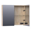 Saniclass Plain Spiegelkast - 80x70x15cm - 2 links/rechtsdraaiende spiegeldeuren - MFC - sahara SW392920