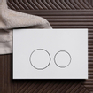 QeramiQ Push Plaque de commande métal - pour réservoir encastré Geberit UP320 - double chasse - boutons ronds - métal blanc mat SW706190